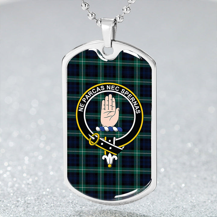 Lamont (MacLamont) Modern Clan Badge Classic Tartan Dog Tag Necklace