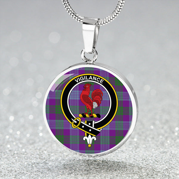 Lang (Laing) Ancient Clan Badge Tartan Classic Circle Necklace