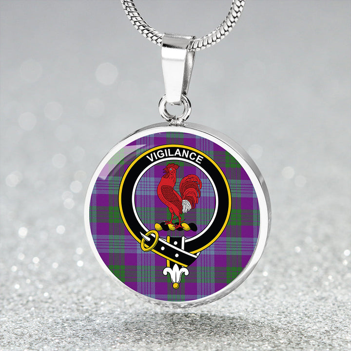 Lang (Laing) Ancient Clan Badge Tartan Classic Circle Necklace