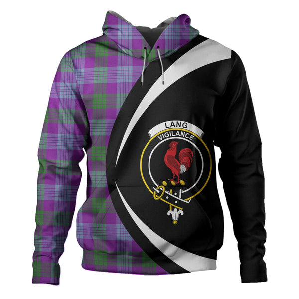 Lang (Laing) Ancient Clan Badge Tartan Hoodie Circle Style
