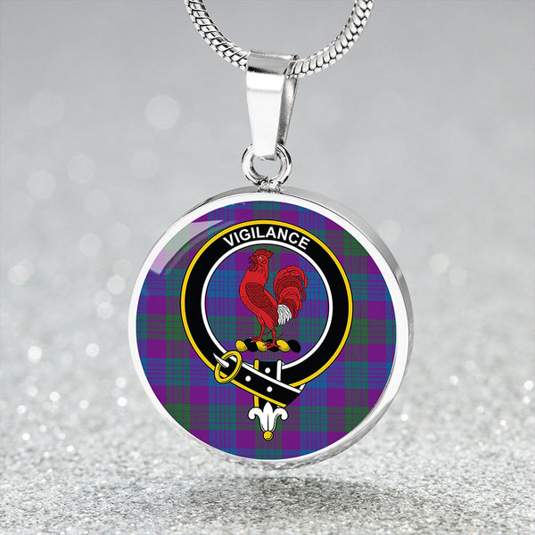 Lang (Laing) Modern Clan Badge Tartan Classic Circle Necklace