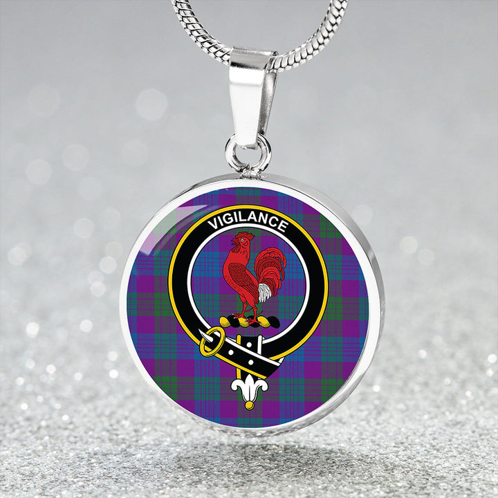 Lang (Laing) Modern Clan Badge Tartan Classic Circle Necklace