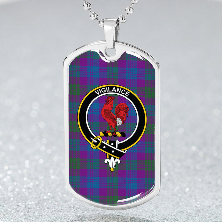 Lang (Laing) Modern Clan Badge Classic Tartan Dog Tag Necklace