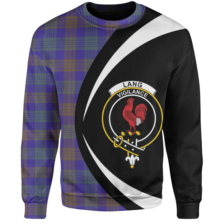 Lang (Laing) Weathered Clan Badge Tartan Sweatshirt Circle Style Personalized