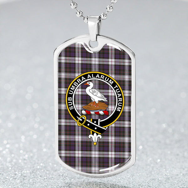 Lauder Dress Weathered Clan Badge Classic Tartan Dog Tag Necklace
