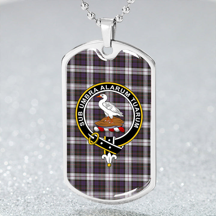 Lauder Dress Weathered Clan Badge Classic Tartan Dog Tag Necklace