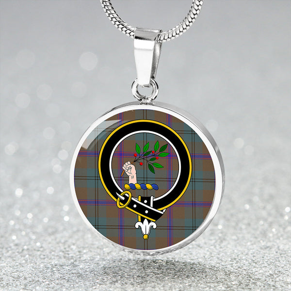 Laurie Weathered Clan Badge Tartan Classic Circle Necklace