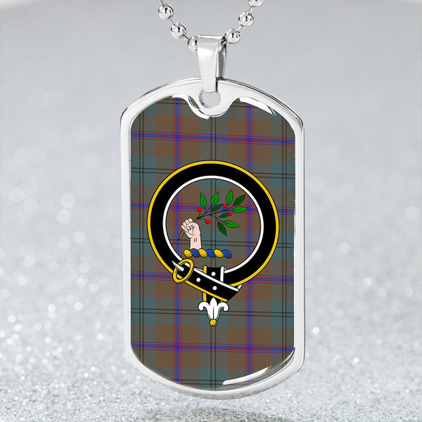 Laurie Weathered Clan Badge Classic Tartan Dog Tag Necklace