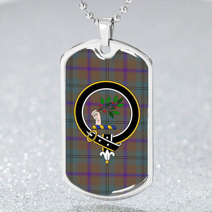 Laurie Weathered Clan Badge Classic Tartan Dog Tag Necklace