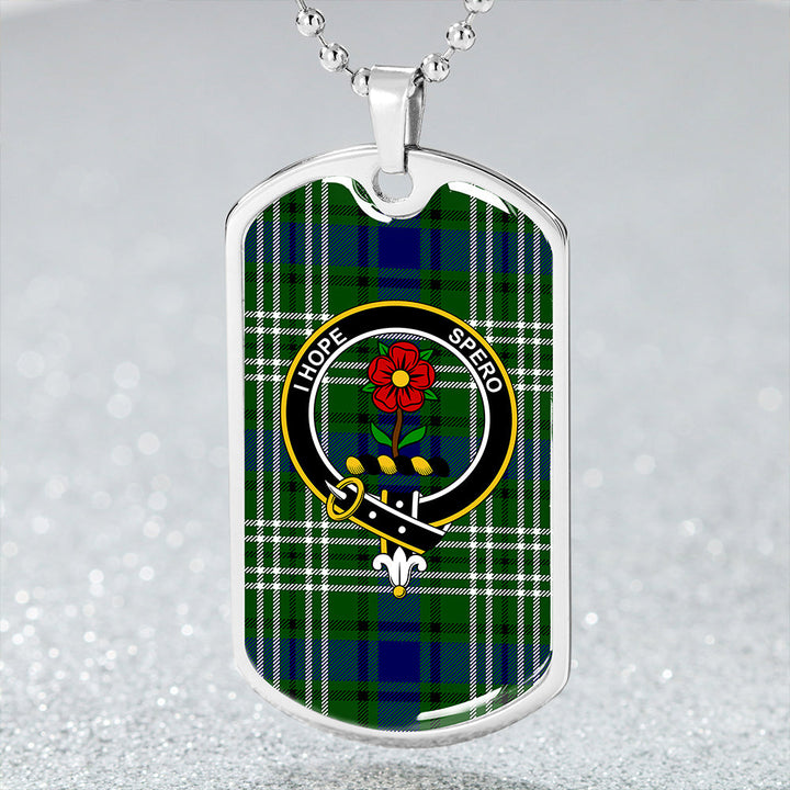Learmonth Clan Badge Classic Tartan Dog Tag Necklace