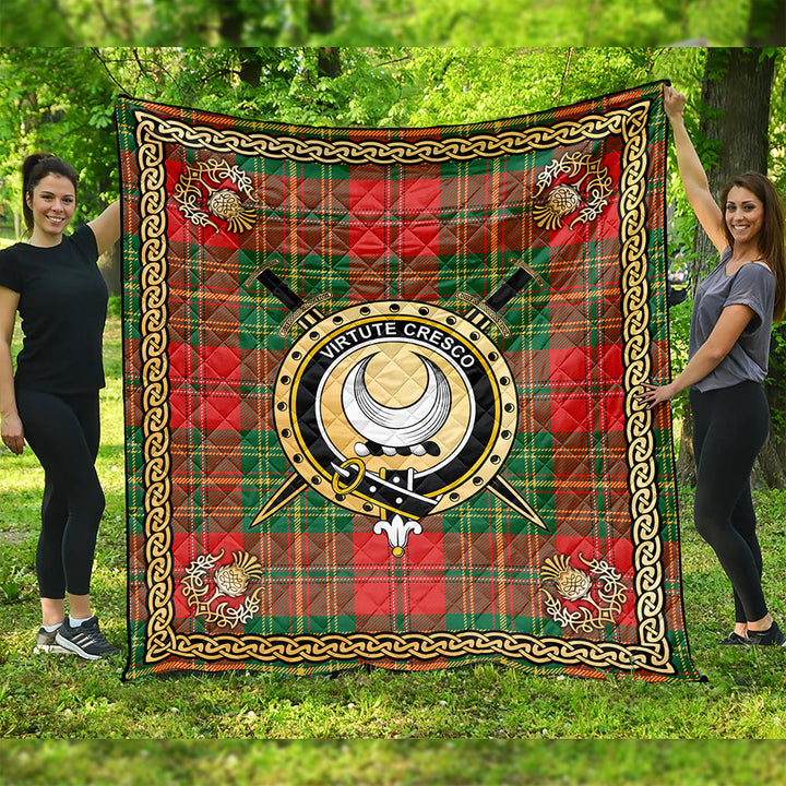Leask Ancient Clan Badge Tartan Premium Quilt Celtic Shield
