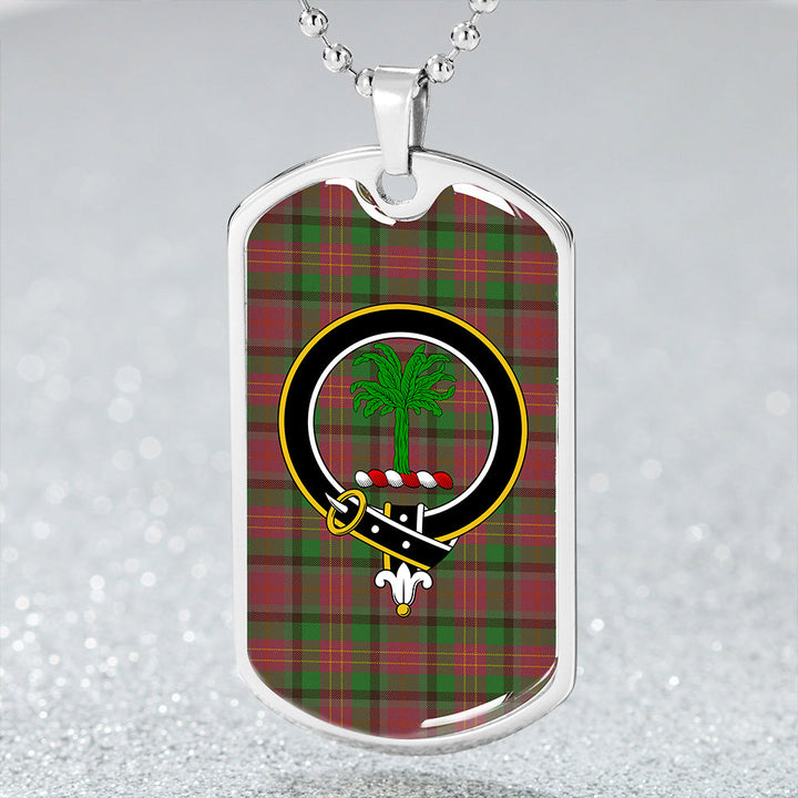 Leighton Ancient Clan Badge Classic Tartan Dog Tag Necklace