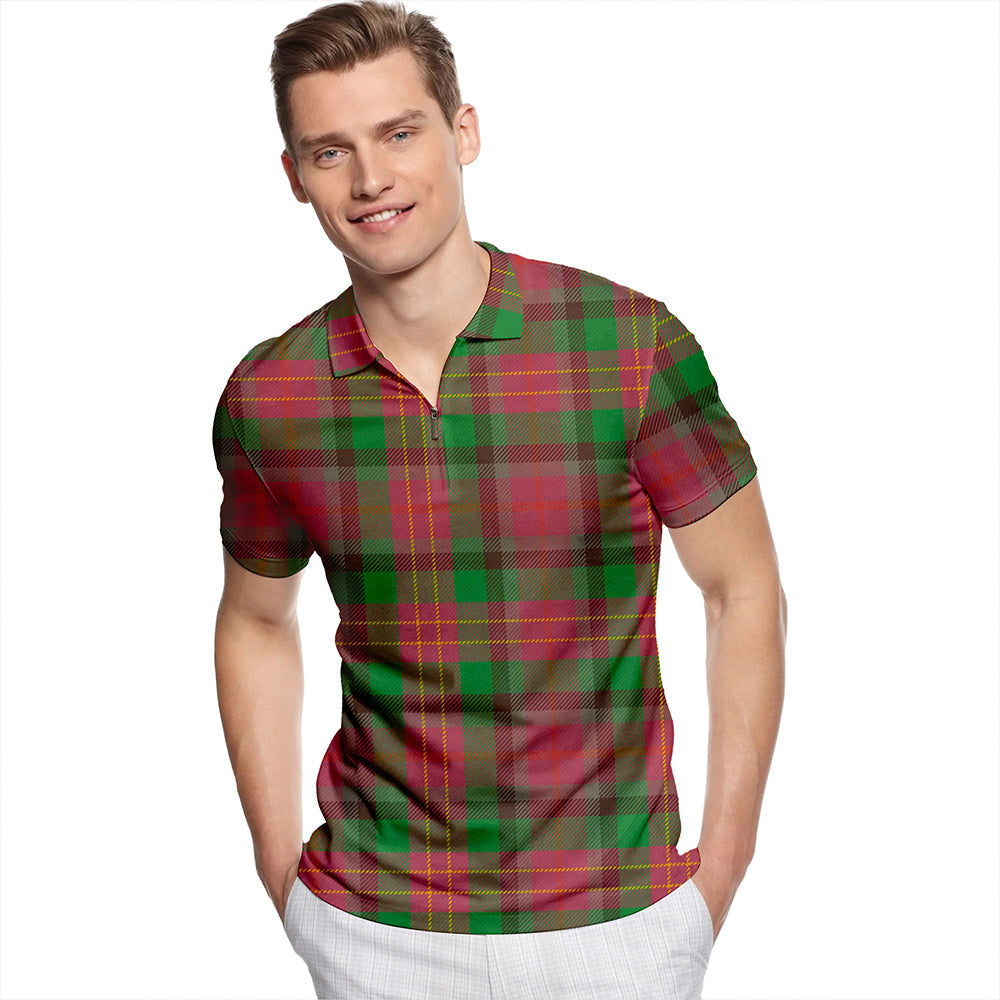 Leighton Ancient Tartan Classic Lapel Zip Short Sleeve Polo Leighton ancient tartan classic lapel zip short sleeve polo