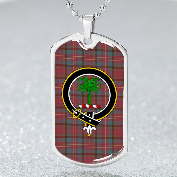 Leighton Weathered Clan Badge Classic Tartan Dog Tag Necklace