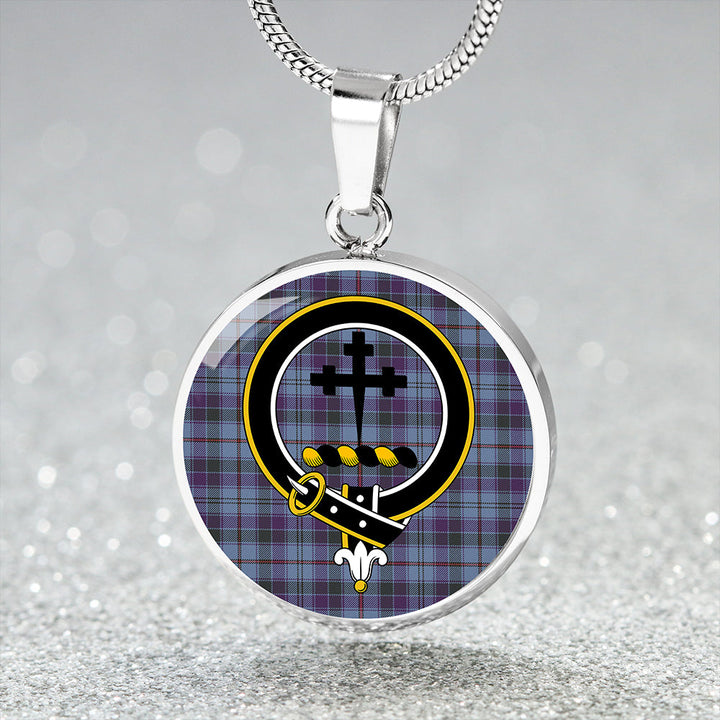 Leith District Weathered Clan Badge Tartan Classic Circle Necklace