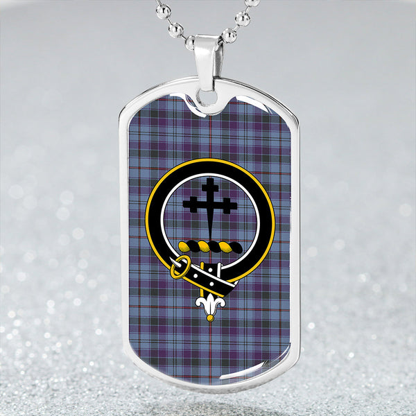 Leith District Weathered Clan Badge Classic Tartan Dog Tag Necklace