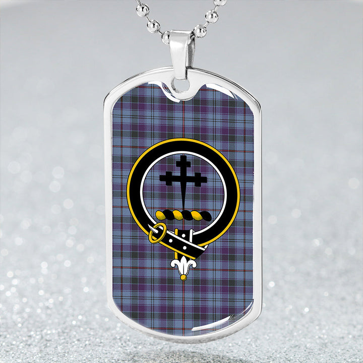 Leith District Weathered Clan Badge Classic Tartan Dog Tag Necklace