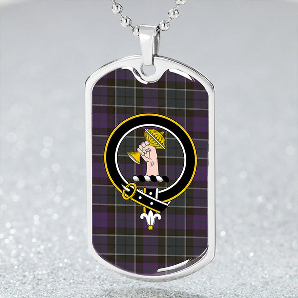 Lennie (Leny) Weathered Clan Badge Classic Tartan Dog Tag Necklace