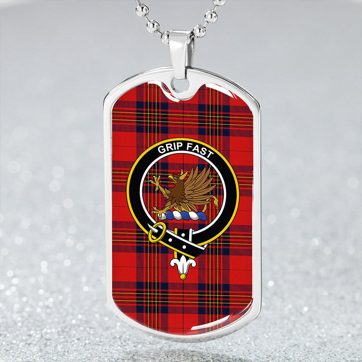 Leslie Modern Clan Badge Classic Tartan Dog Tag Necklace