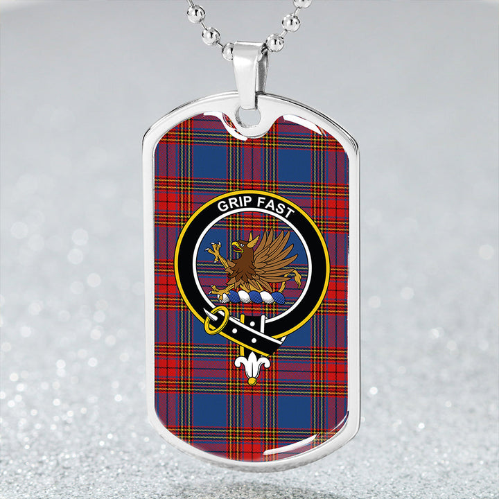 Leslie (J Cant) Modern Clan Badge Classic Tartan Dog Tag Necklace