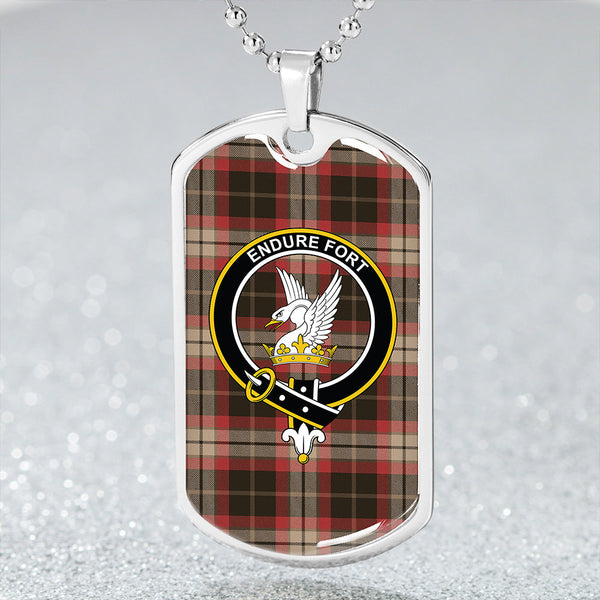 Lindsay Hunting Weathered Clan Badge Classic Tartan Dog Tag Necklace