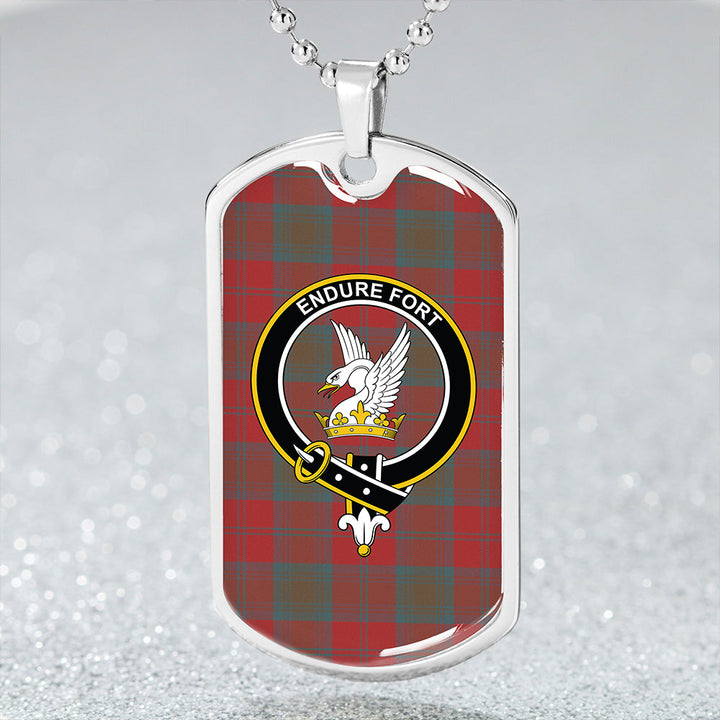 Lindsay Weathered Clan Badge Classic Tartan Dog Tag Necklace
