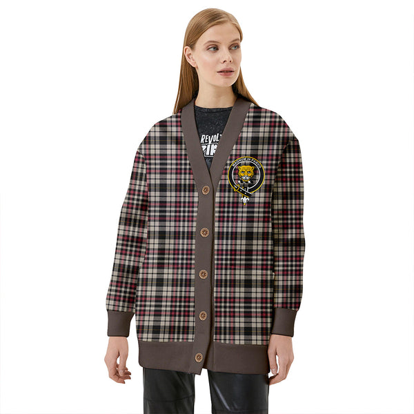 Little Arisaid Ancient Clan Badge Tartan V-neck Cardigan