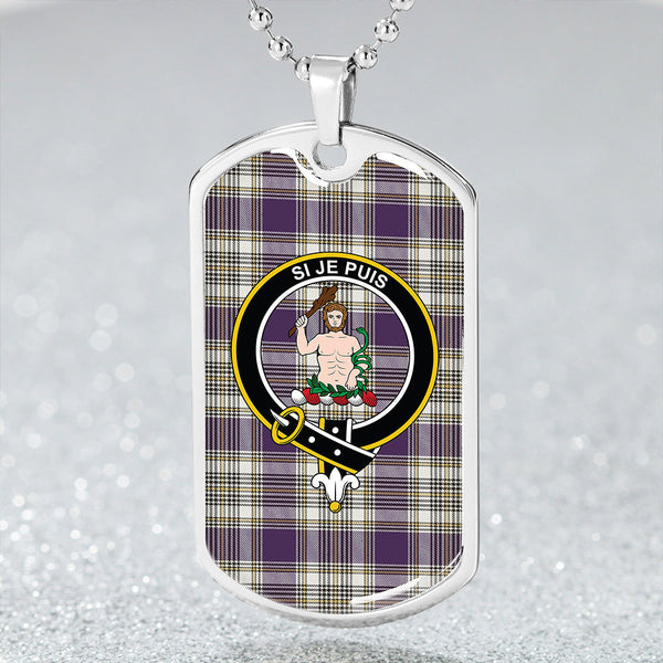 Livingstone Dress Weathered Clan Badge Classic Tartan Dog Tag Necklace
