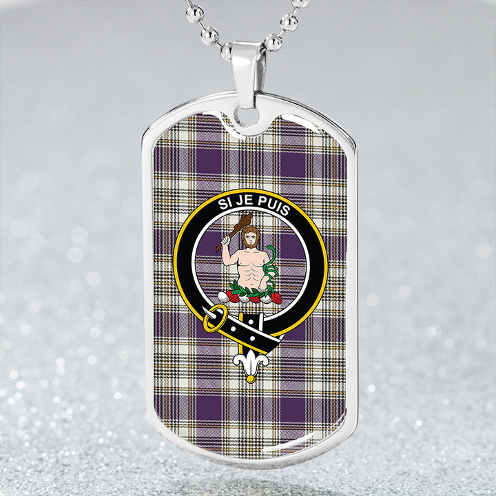Livingstone Dress Weathered Clan Badge Classic Tartan Dog Tag Necklace