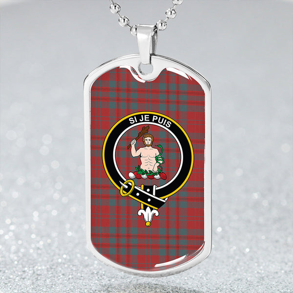 Livingstone Weathered Clan Badge Classic Tartan Dog Tag Necklace
