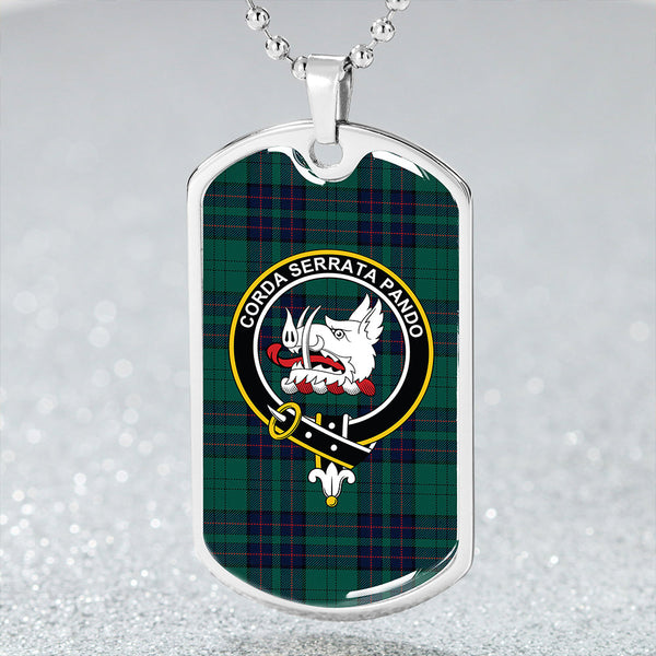 Lockhart Modern Clan Badge Classic Tartan Dog Tag Necklace