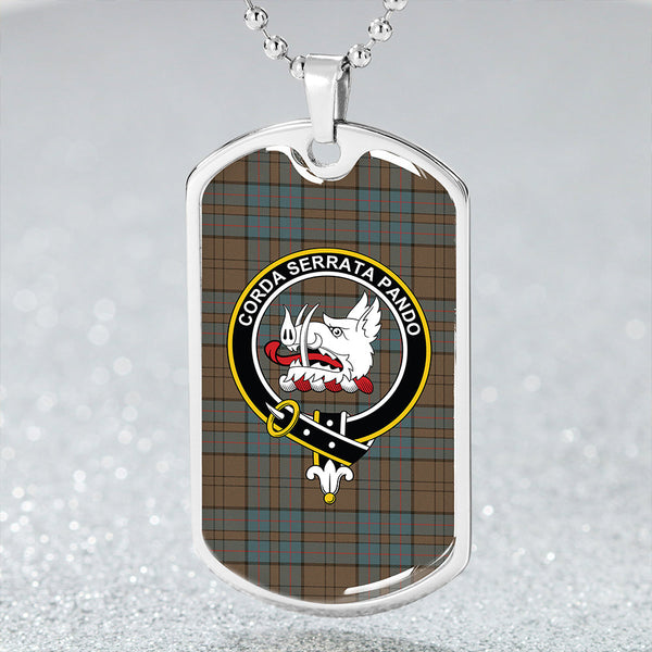 Lockhart Weathered Clan Badge Classic Tartan Dog Tag Necklace