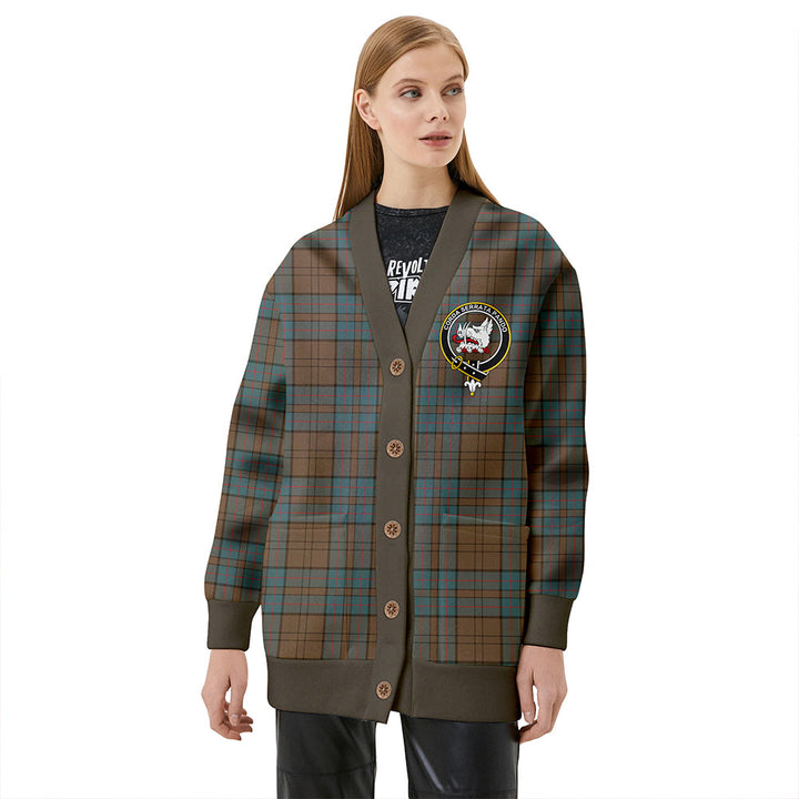 Lockhart Weathered Clan Badge Tartan V-neck Cardigan