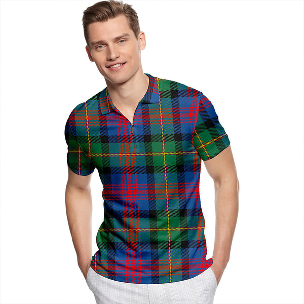Logan Modern Tartan Classic Lapel Zip Short Sleeve Polo