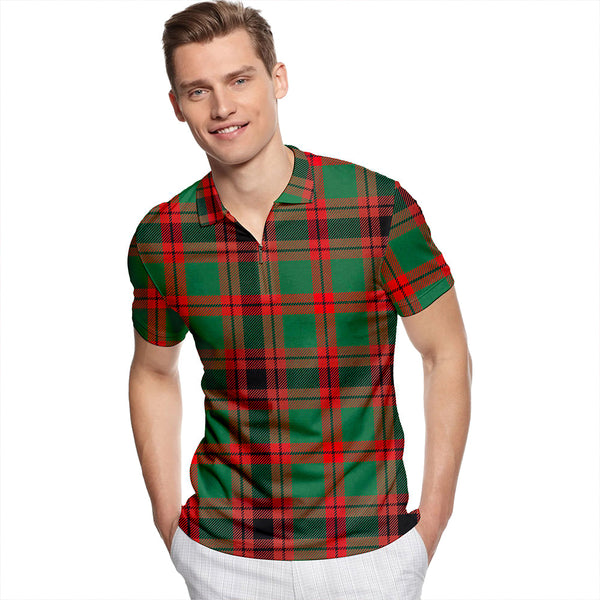 Logan #2 Modern Tartan Classic Lapel Zip Short Sleeve Polo