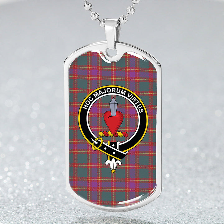 Logan #7 Weathered Clan Badge Classic Tartan Dog Tag Necklace