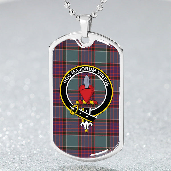 Logan (Clans Originaux) Weathered Clan Badge Classic Tartan Dog Tag Necklace