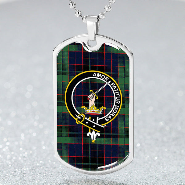 Lumsden Hunting (Lumsden Green) Modern Clan Badge Classic Tartan Dog Tag Necklace