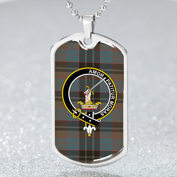 Lumsden Hunting (Lumsden Green) Weathered Clan Badge Classic Tartan Dog Tag Necklace