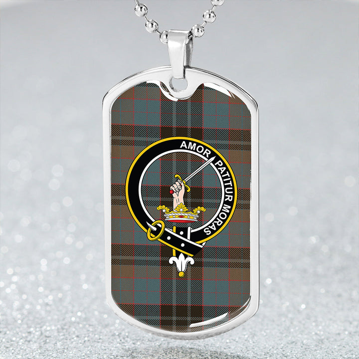 Lumsden Hunting (Lumsden Green) Weathered Clan Badge Classic Tartan Dog Tag Necklace