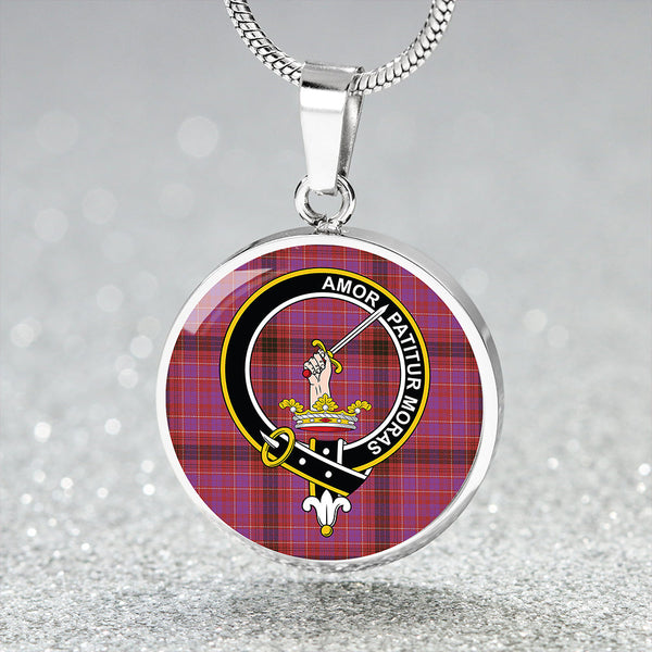 Lumsden of Clova Weathered Clan Badge Tartan Classic Circle Necklace