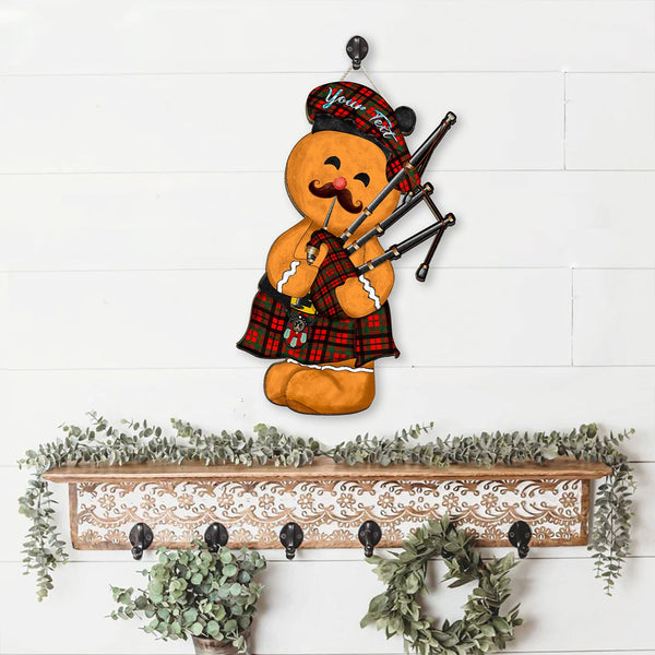 Lumsden of Kintore Ancient Crest Tartan Wooden Sign Gingerbread Bagpipe Personalized