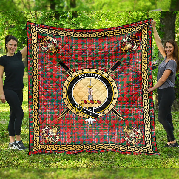 MacAlister Ancient Clan Badge Tartan Premium Quilt Celtic Shield