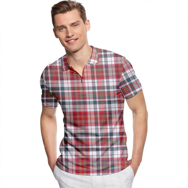MacAlister Dress Weathered Tartan Classic Lapel Zip Short Sleeve Polo