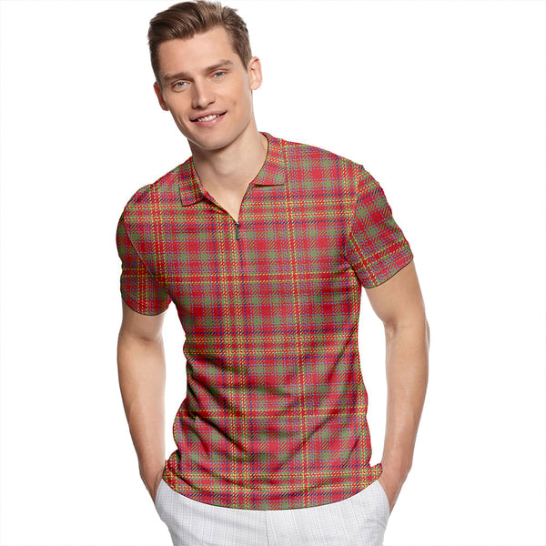 MacAlister (Gourlay Steele Collection) Weathered Tartan Classic Lapel Zip Short Sleeve Polo