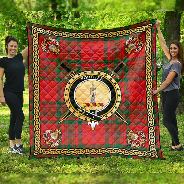 MacAlister of Glenbarr Ancient Clan Badge Tartan Premium Quilt Celtic Shield