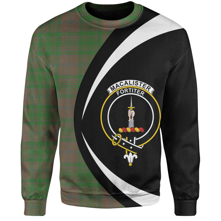 MacAlister of Glenbarr Hunting (MacAlister of Glenbarr; Hunting) Ancient Clan Badge Tartan Sweatshirt Circle Style Personalized