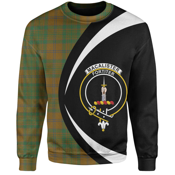 MacAlister of Glenbarr Hunting (MacAlister of Glenbarr; Hunting) Modern Clan Badge Tartan Sweatshirt Circle Style Personalized