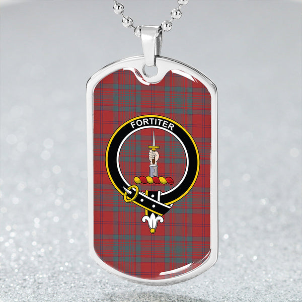 MacAlister of Glenbarr Weathered Clan Badge Classic Tartan Dog Tag Necklace