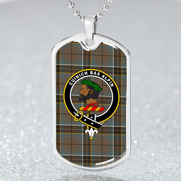 MacAlpine Weathered Clan Badge Classic Tartan Dog Tag Necklace
